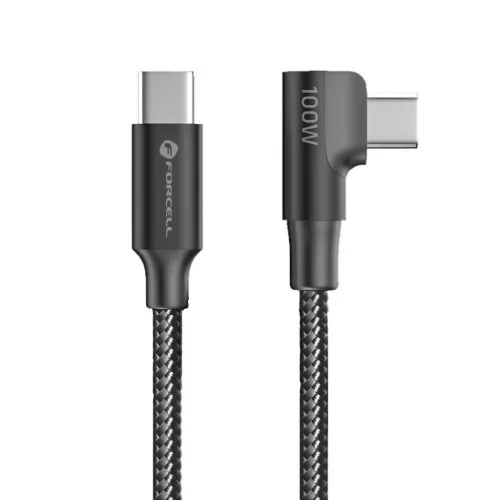 Forcell F-Energy QC4.0 PD 5A 100W Cafule 90° USB-C - USB-C kábel 1,2 m CC-1Deg fekete