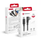 Fekete Forcell F-Energy QC4.0 PD 5A 100W Cafule 90° USB-C - USB-C kábel 2 m CC-1Deg