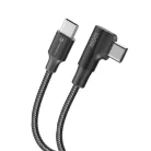 Fekete Forcell F-Energy QC4.0 PD 5A 100W Cafule 90° USB-C - USB-C kábel 2 m CC-1Deg