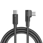 Fekete Forcell F-Energy QC4.0 PD 5A 100W Cafule 90° USB-C - USB-C kábel 2 m CC-1Deg