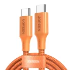 UGREEN L502 USB-C – USB-C nejlon fonott kábel, Power Delivery 5 A, narancssárga, 1 m