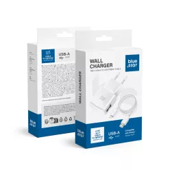   Blue Star USB-A 1A 5W hálózati töltő adapter + USB-A–Lightning kábel TFK-TC-1100B fehér