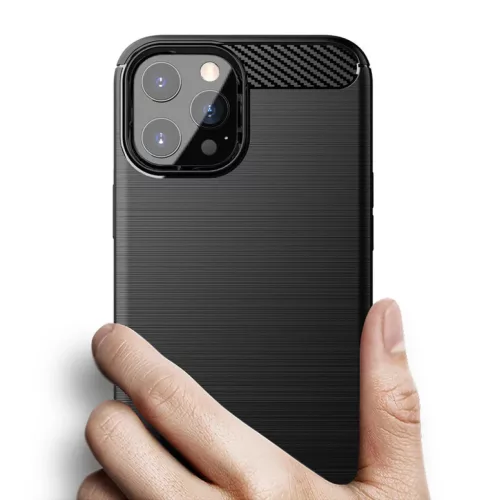 iPhone 13 Pro Fekete Techsuit Karbon Szilikon tok