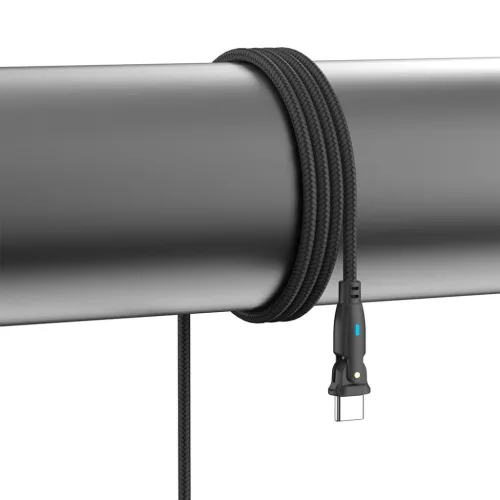 3mk - Adatkábel Hyper N-Series - Type-C to Type-C, 90 fokos kábel, 100W, 20V/5A, 1m - Fekete