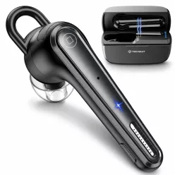   Techsuit - Bluetooth Headset Voicera (CB3) - Bluetooth 5.1, Hands-Free, Zajszűrő Mikrofon, 50h Beszélgetési Idő - Fekete