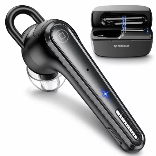 Techsuit - Bluetooth Headset Voicera (CB3) - Bluetooth 5.1, Hands-Free, Zajszűrő Mikrofon, 50h Beszélgetési Idő - Fekete