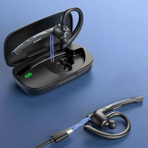 Techsuit - Bluetooth Headset Vocelis Pro (CB4) - Bluetooth 5.0, Hook Design, Zajszűrős Mikrofon, 500mAh - Kék