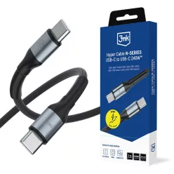   3mk - Adatkábel Hyper N-Series - Type-C-ről Type-C-re, Ultragyors töltés, 240W, 48V/5A, 3m - Fekete