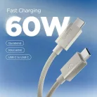 Spigen Essential EB6015CC Type-C USB-C / USB-C kábel 60W 150 cm természetes titán