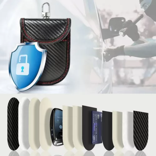 Tech-Protect KLR100 kulcstartó RFID jelblokkoló tok karbon fekete/piros