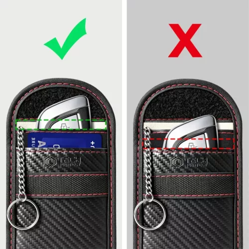 Tech-Protect KLR100 kulcstartó RFID jelblokkoló tok karbon fekete/piros