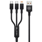 Blavec Cable Trixo fonott - USB-től 2xType C + Lightning - QC 18W PD60W 3A 1,3 méter (CTR-U2CL3B13) fekete