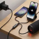 Blavec Cable Trixo fonott - USB-től 2xType C + Lightning - QC 18W PD60W 3A 1,3 méter (CTR-U2CL3B13) fekete
