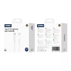 JELLICO B1 USB-C - Lightning PD 20W 2M fehér kábel