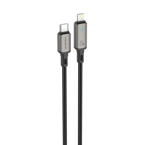 FONENG XS12 USB-C - Lightning PD 27W 1,2 m fekete kábel