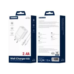   JELLICO WJ-C59 hálózati USB-A töltő adapter 2,4A 12W 2xUSB + Lightning kábel fehér