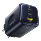 Hálózati töltőadapter Baseus PicoGo AE11, 100W, 5A, 1 x USB-C - 2 x USB-C, Fekete