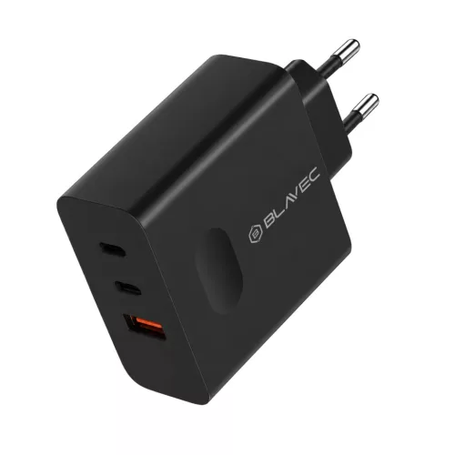 Blavec Hálózati töltő BC-11 GaN - USB + 2xType C - QC PD 65W 3A (TCBC11G-U2CB653A) fekete