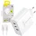 Blavec fali töltő BC-11 GaN - USB + 2xType C - QC PD 65W 3A Type C - Type C kábellel (TCBC11G-U2CW653A) fehér