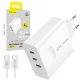 Blavec fali töltő BC-11 GaN - USB + 2xType C - QC PD 65W 3A Type C - Type C kábellel (TCBC11G-U2CW653A) fehér