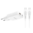 VEGER TR122 fehér USB-A + USB-C PD 65W hálózati töltő adapter + USB-C - USB-C 100W adatkábel