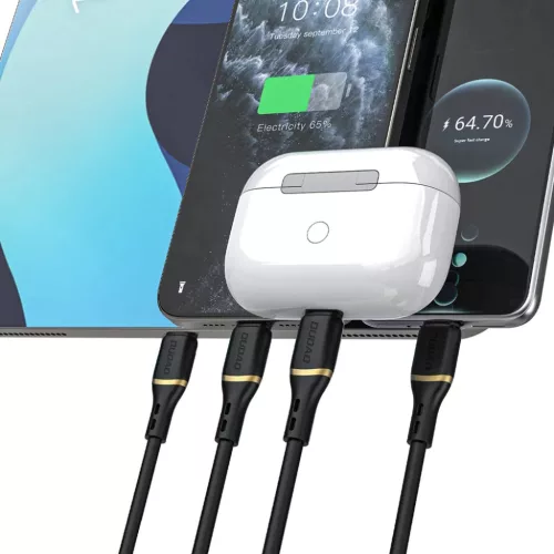 Dudao 1M 30W folyékony szilikon adatkábel Lightning Fekete