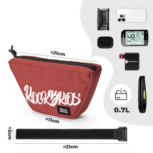 Rockbros G011 Flash Journey trapezoidális kormánytáska - piros