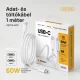 Alphajack USB-C USB-C 1MW- 60W adat és töltő kábel fehér 1m nylon borítással