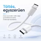 Alphajack USB-C USB-C 1MW- 60W adat és töltő kábel fehér 1m nylon borítással