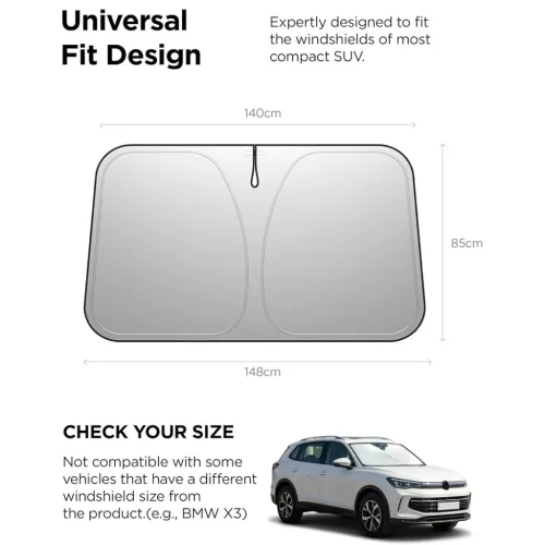 Spigen - Autós első szélvédő napellenző UO260 (ACP11460) - UPF2000+, 99,95% UV-blokkolási arány, M méret - Fekete