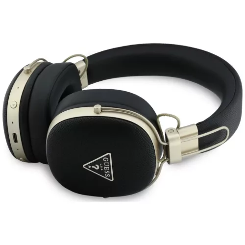 Guess Bluetooth ENC Metal Grained Triangle Logo fekete vezeték nélküli fejhallgató