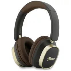   Guess Bluetooth ENC Rectangle Metal Script barna vezeték nélküli Bluetooth fejhallgató