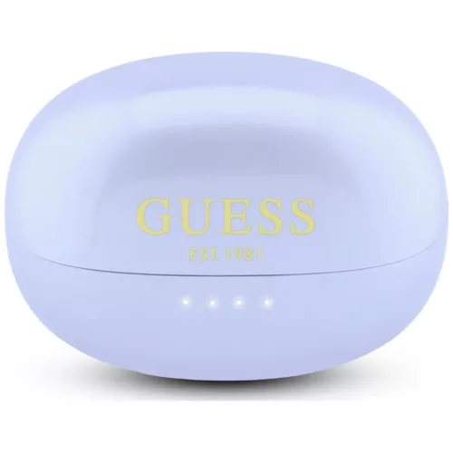 Guess OWS fülhallgató metálhatású galvanizált elemekkel, klasszikus logóval, lila