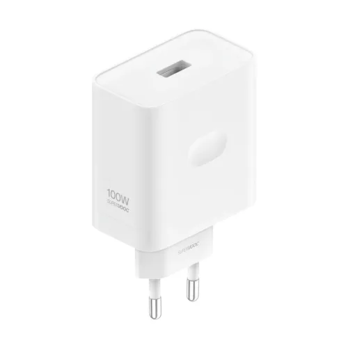 Oppo SuperVOOC USB-A 100 W-os hálózati töltőadapter USB-C adatkábel, fehér