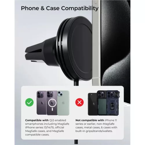 iOttie Velox MagSafe Qi2 vezeték nélküli szellőzőrács-tartó