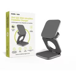   Mobile Origin PW36 3in1 Qi2 25W UltraSlim összecsukható vezeték nélküli töltő, Space Grey