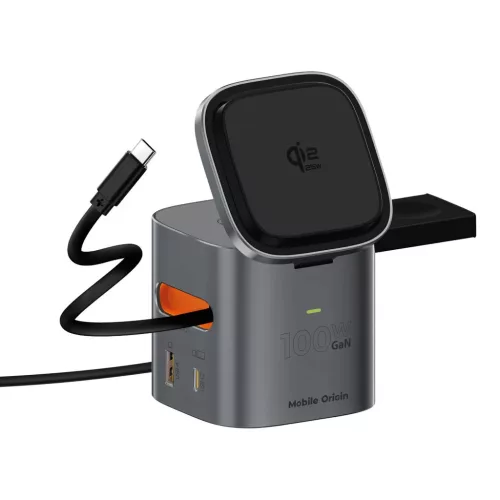 Mobile Origin PW37 6 az 1-ben összecsukható töltő, 100W Qi2 25W, MagSafe kompatibilis