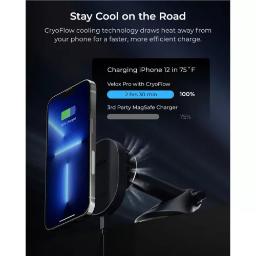 iOttie Velox Pro MagSafe mágneses vezeték nélküli autós tartó CryoFlow hűtéssel