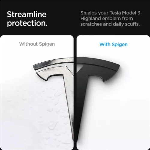 Spigen Tesla Front Emblem Logo Full Cover fekete – Tesla Model 3 2024