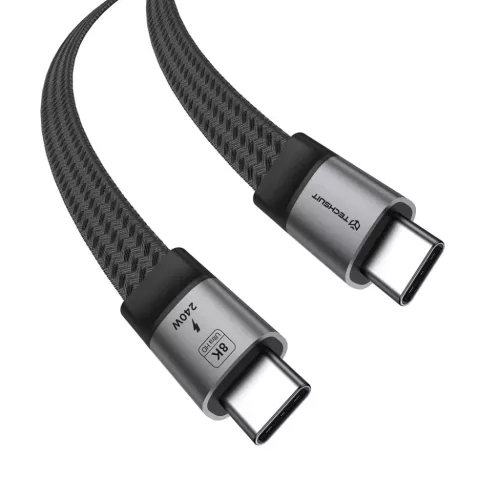 Techsuit ElysiumSync Pro 4. generációs USB4.0 Type-C kábel, 240 W, 40 Gbps, 8K 60 Hz, 1 m, szürke