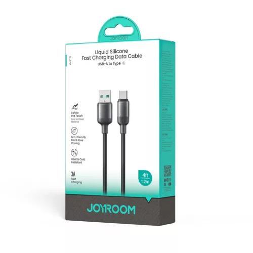 Joyroom S-A62 Lively Series 3 A gyorstöltő és adatkábel USB-A–USB-C, 1,2 m, fekete