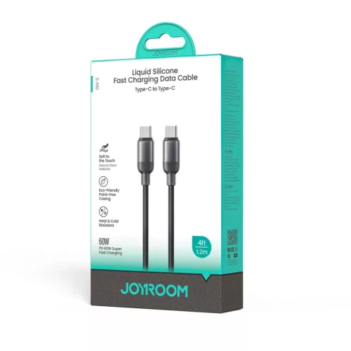Joyroom S-A62 Lively Series 60 W USB-C–USB-C gyorstöltő és adatkábel, 1,2 m, fekete
