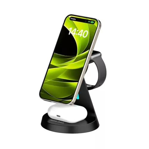Mobile Origin 3in1 PW9 vezeték nélküli mágneses töltőállvány, fekete