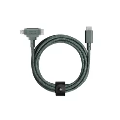   Native Union Belt Cable Duo USB-C–USB-C/Lightning kábel 1,5 m, palazöld