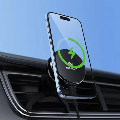 Acefast D66 Qi2 tanúsított autós telefontartó vezeték nélküli töltéssel, 25W, fekete