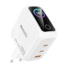 Yesido YC114 140 W-os GaN hálózati töltő TFT-kijelzővel, USB-vel és 2 Type-C csatlakozóval, fehér