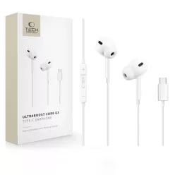   Tech-Protect Ultraboost Core G3 USB-C vezetékes fülhallgató, fehér