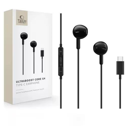 Tech-Protect Ultraboost Core G4 USB-C vezetékes fülhallgató fekete