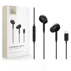   Tech-Protect Ultraboost Core G3 fekete USB-C vezetékes fülhallgató