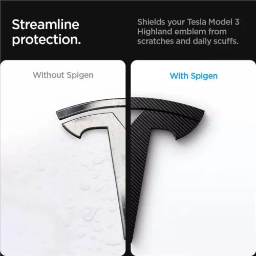 Spigen Tesla első embléma logó teljes borítás karbon – Tesla Model 3 2024